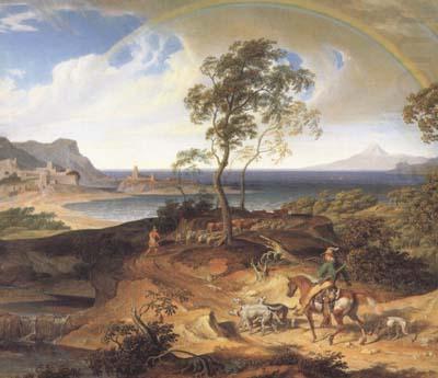 Joseph Anton Koch Stormy Landscape with Returning Rider (mk10) china oil painting image